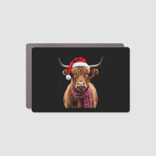 Boho Xmas Christmas Highland Cow T-Shirt (2) Car Magnet