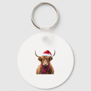Boho Xmas Christmas Highland Cow T-Shirt (2) Keychain