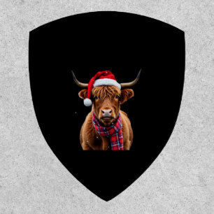 Boho Xmas Christmas Highland Cow T-Shirt (2) Patch