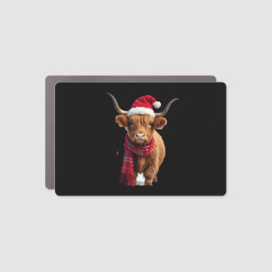Boho Xmas Christmas Highland Cow T-Shirt (3) Car Magnet