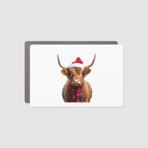 Boho Xmas Christmas Highland Cow T-Shirt (3) Car Magnet