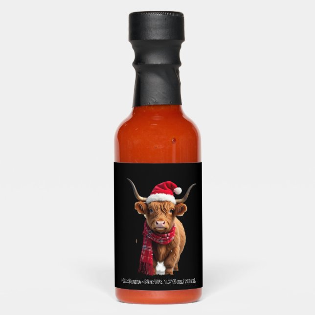 Boho Xmas Christmas Highland Cow T-Shirt (3) Hot Sauces (Front)