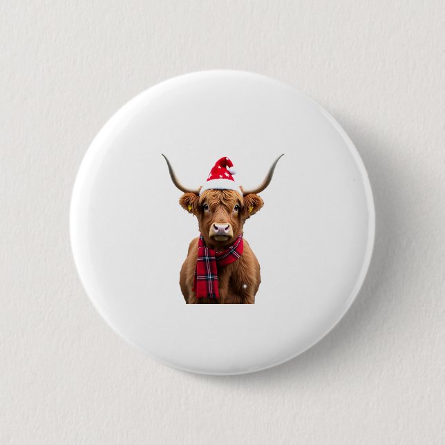 Boho Xmas Christmas Highland Cow T-Shirt (4) Button (Front)