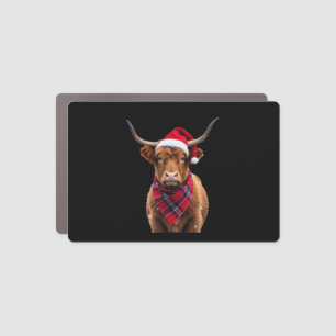 Boho Xmas Christmas Highland Cow T-Shirt Car Magnet