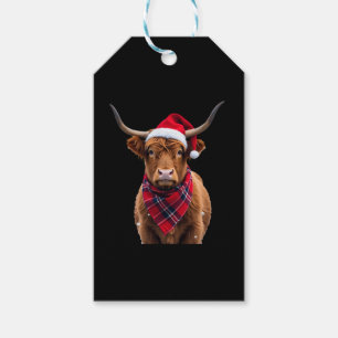 Boho Xmas Christmas Highland Cow T-Shirt Gift Tags