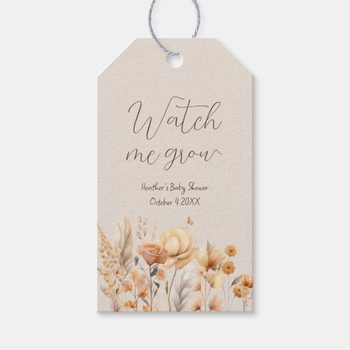 Boho Yellow Flower Favor Girl Baby Shower Gift Tags