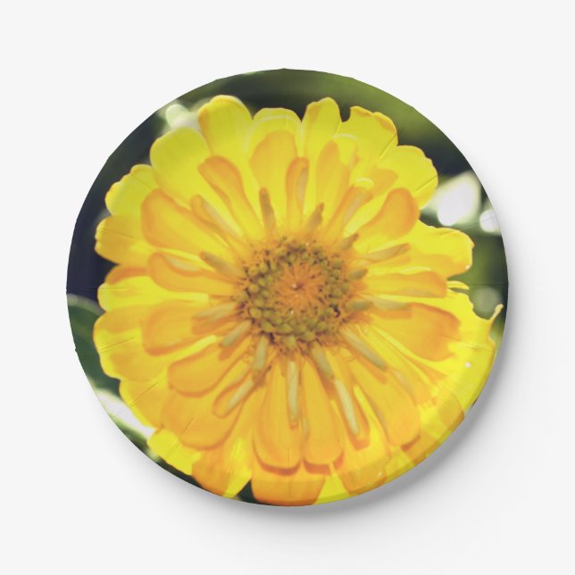 Boho yellow flower  paper plates (Front)