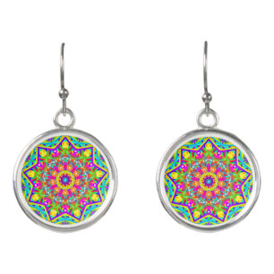 Boho Yellow Flower Star Mandala Earrings