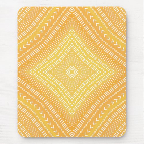 Boho Yellow Kaleidoscope Mandala Mouse Pad