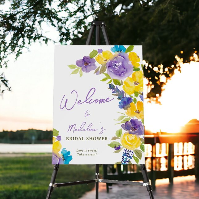 Boho yellow lavender floral bridal shower welcome foam board (Boho yellow lavender floral bridal shower welcome foam board)
