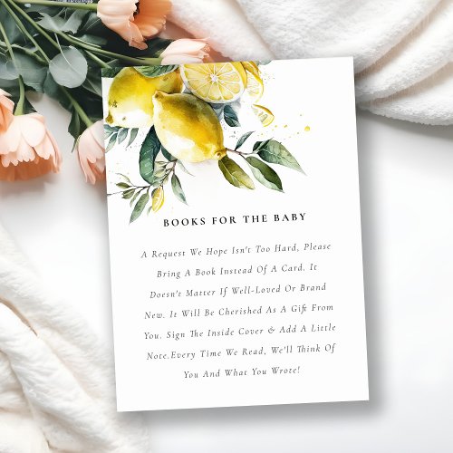 Boho Yellow Lemon Garden Books For Baby Shower Enclosure Card