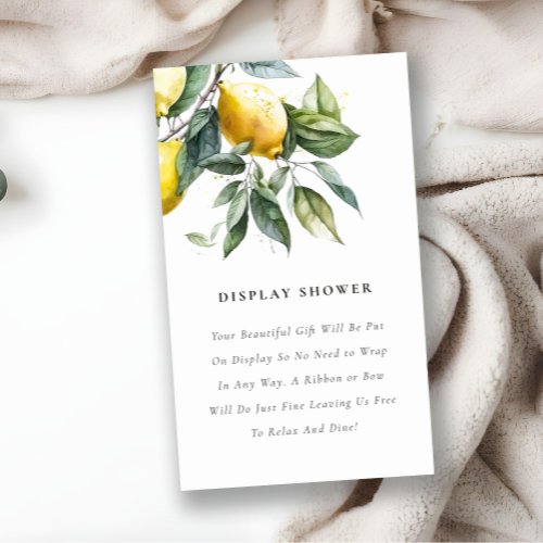 Boho Yellow Lemon Garden Display Baby Shower Enclosure Card