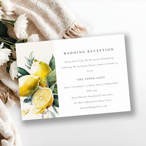 Boho Yellow Lemon Garden Wedding Reception Enclosure Card