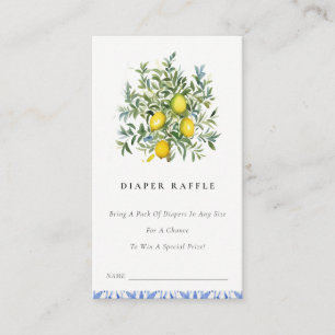 Boho Yellow Lemon Tree Diaper Raffle Baby Shower Enclosure Card