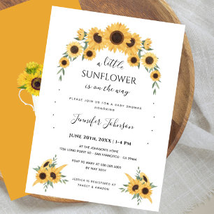 Boho Yellow Little Sunflower Baby Shower Invitation