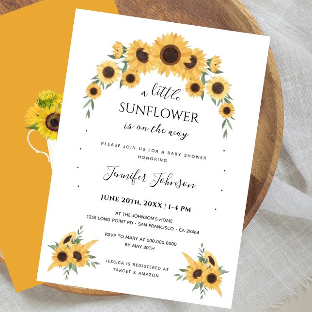 Boho Yellow Little Sunflower Baby Shower Invitation (Creator Uploaded)