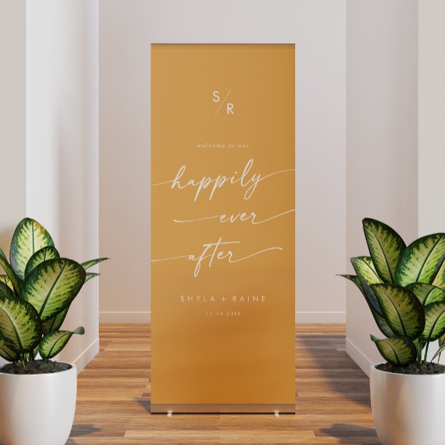 Boho Yellow Marigold Happily Ever After Welcome Retractable Banner (Creator Uploaded)