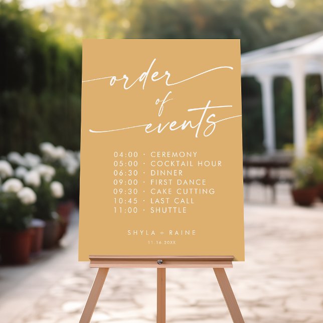 Boho Yellow Marigold Order Of Events Wedding Sign (Creator Uploaded)