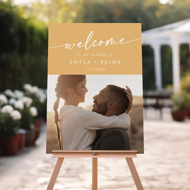 Boho Yellow Marigold Photo Wedding Welcome Sign (Creator Uploaded)