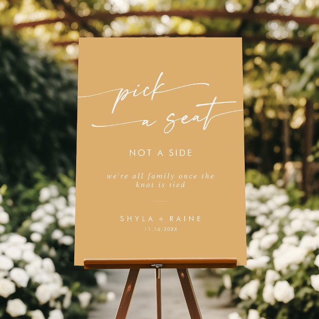 Boho Yellow Marigold Pick A Seat Not Side Wedding  Foam Board (Creator Uploaded)