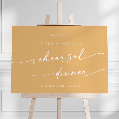 Boho Yellow Marigold Rehearsal Dinner Welcome Sign