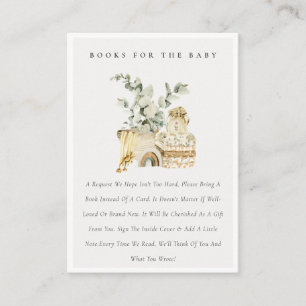 Boho Yellow Nursery Foliage Books For Baby Shower Enclosure Card
