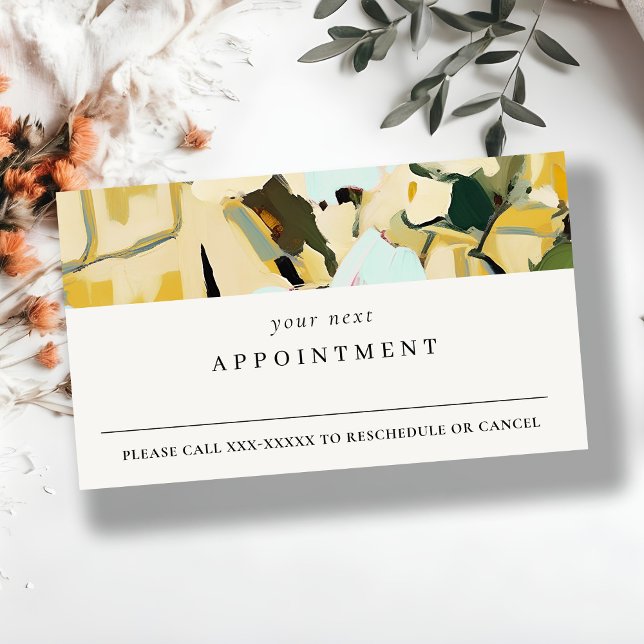 Boho Yellow Ochre Painted Floral Apponitment  Business Card (Creator Uploaded)