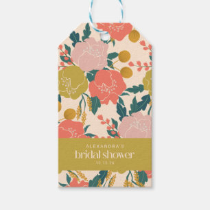 Boho Yellow Orange Botanical Flowers Bridal Shower Gift Tags