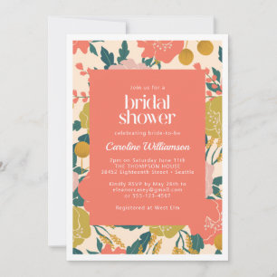 Boho Yellow Orange Botanical Flowers Bridal Shower Invitation