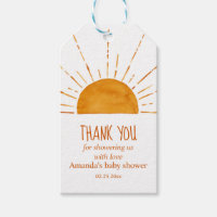 Boho Yellow Sunshine Baby Shower Thank You  Gift Tags