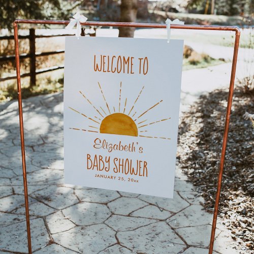  Boho Yellow Sunshine Baby Shower Welcome Sign 