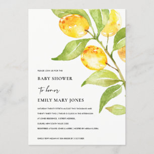 BOHO YELLOW WATERCOLOUR FOLIAGE OLIVE BABY SHOWER INVITATION