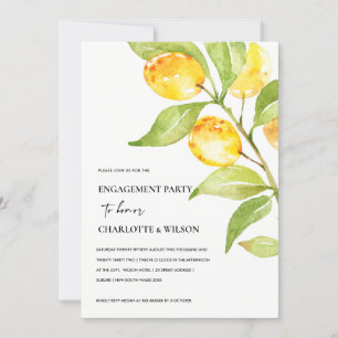BOHO YELLOW WATERCOLOUR FOLIAGE OLIVE ENGAGEMENT INVITATION