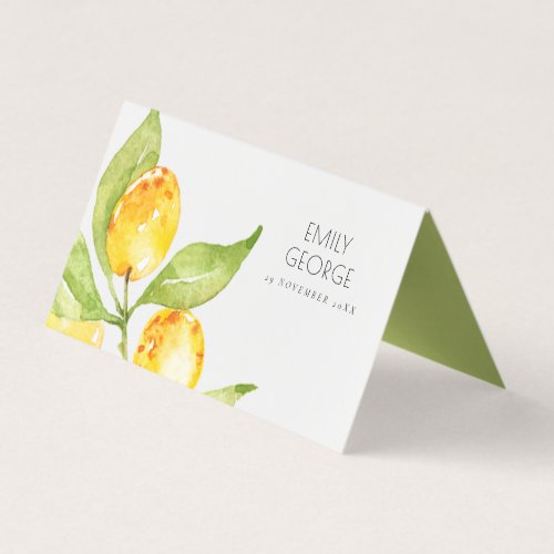 BOHO YELLOW WATERCOLOUR FOLIAGE OLIVE PLACE CARDS