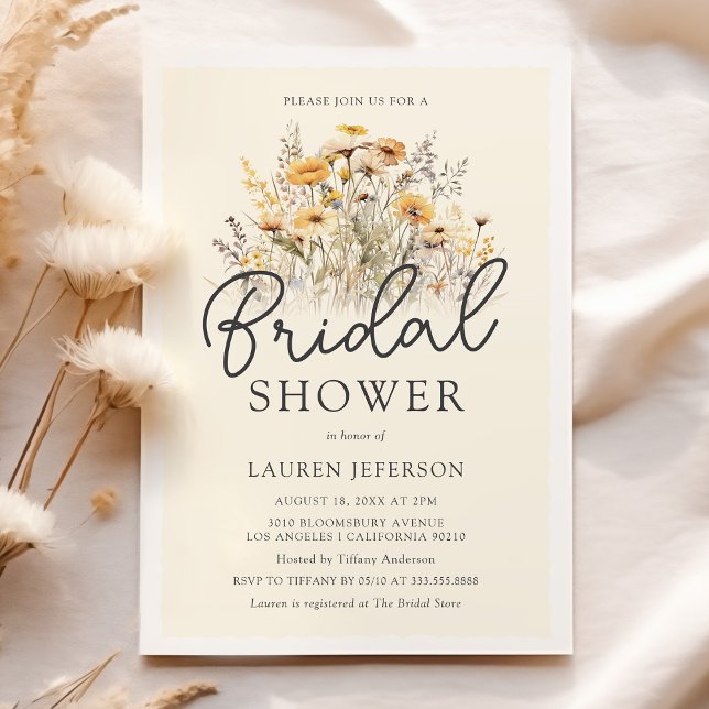 Boho Yellow Wildflower Bridal Shower Invitation (Creator Uploaded)