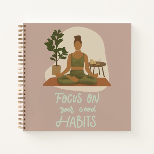 Boho Yoga Girl Habit Tracker Journal Notebook