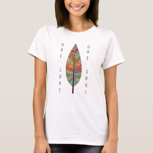 Boho Yoga Tribal Feather One Love One Soul T-Shirt
