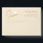 Boho You Are My Sunshine 5x7 Baby Shower Envelope<br><div class="desc">Elevate your baby shower with our boho you are my sunshine 5x7 baby shower envelope, marrying vintage charm with contemporary flair. Crafted for both genders, this light-hearted design exudes bohemian vibes, featuring a yellow-gold sun motif against a backdrop of soothing earth tones. Its chic and minimal aesthetic, complemented by delicate...</div>