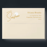 Boho You Are My Sunshine 5x7 Baby Shower Envelope<br><div class="desc">Elevate your baby shower with our boho you are my sunshine 5x7 baby shower envelope, marrying vintage charm with contemporary flair. Crafted for both genders, this light-hearted design exudes bohemian vibes, featuring a yellow-gold sun motif against a backdrop of soothing earth tones. Its chic and minimal aesthetic, complemented by delicate...</div>
