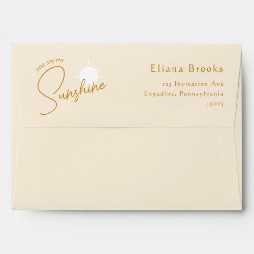 Boho You Are My Sunshine 5x7 Baby Shower Envelope