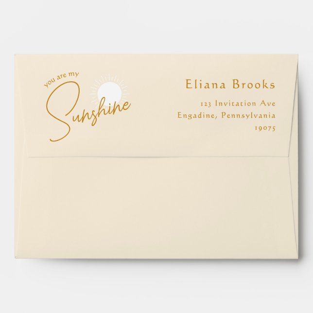 Boho You Are My Sunshine 5x7 Baby Shower Envelope (Back (Top Flap))