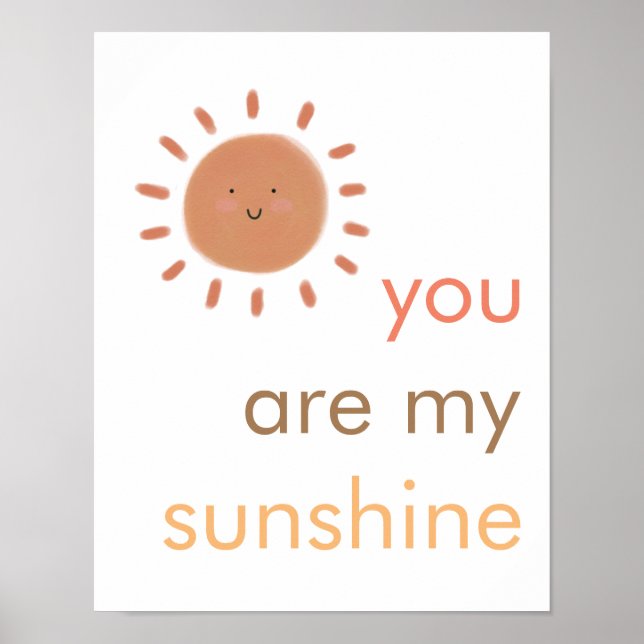 Boho “You are my sunshine” Smiley Sun Poster (Front)