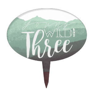 Boho Young Wild & Three   3rd Birthday Party Cake Topper