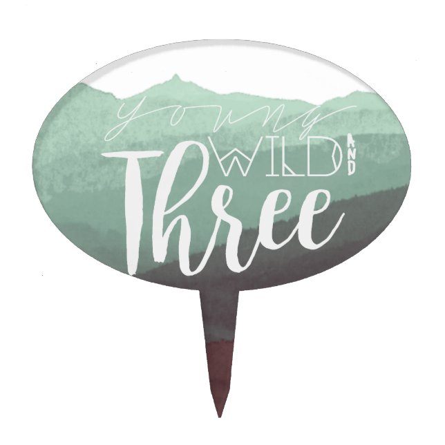 Boho Young Wild & Three | 3rd Birthday Party Cake Topper (Front)