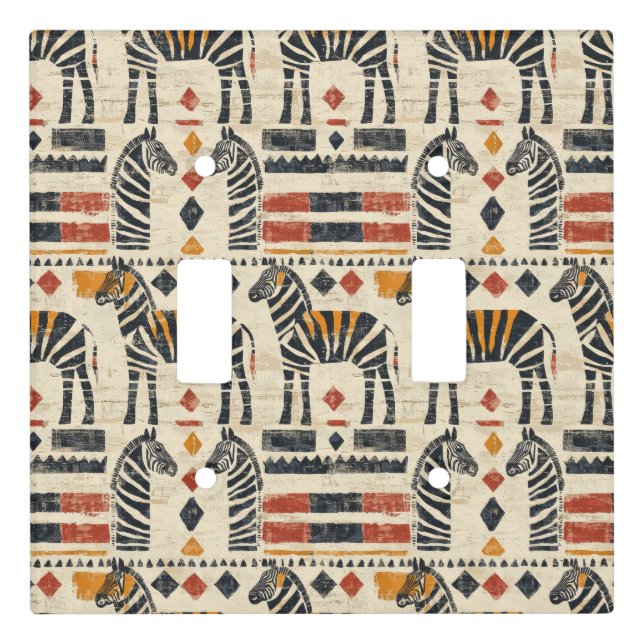 Boho Zebra Tribal Safari Pattern Light Switch Cover (Front)