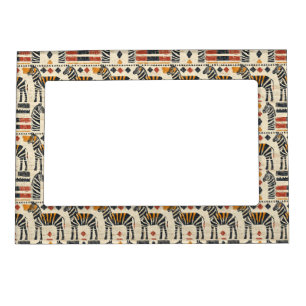 Boho Zebra Tribal Safari Pattern Magnetic Frame