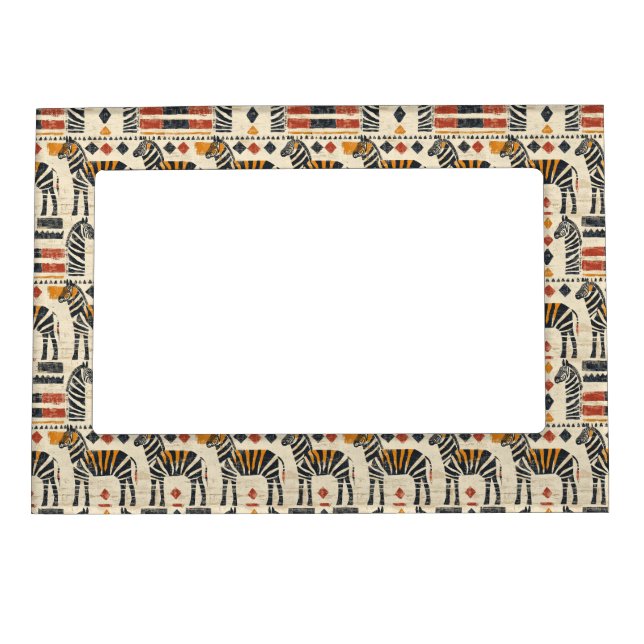 Boho Zebra Tribal Safari Pattern Magnetic Frame (Front)