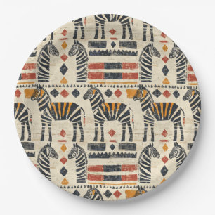 Boho Zebra Tribal Safari Pattern Paper Plates