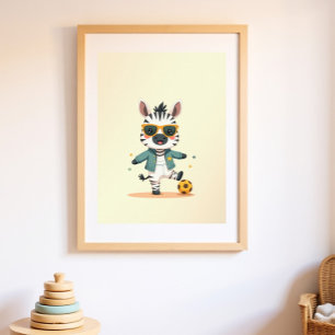 Boho Zebra Wood Framed Kids Room   Safari Gallery Art