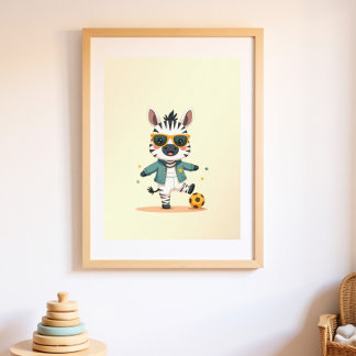 Boho Zebra Wood Framed Kids Room | Safari Gallery Art